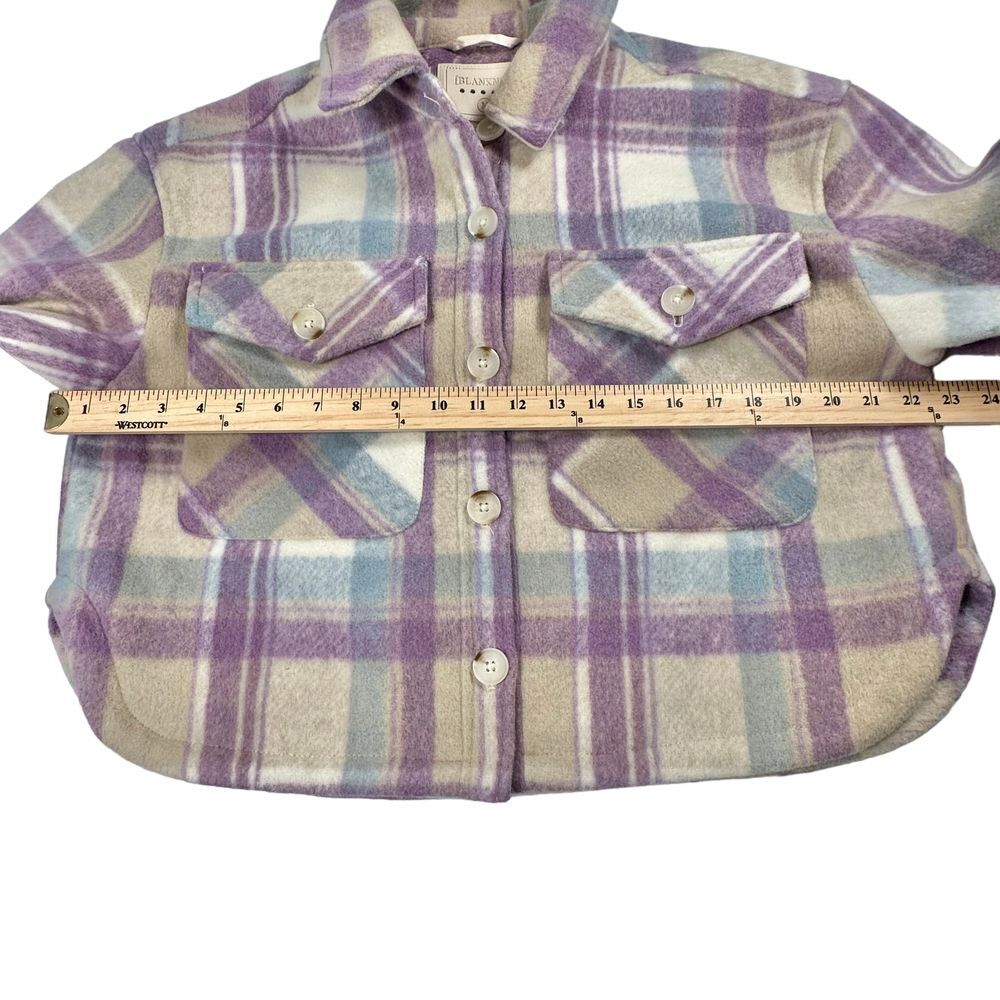 Blank NYC Shacket Medium Lavender Purple Plaid Cropped‎ Button Up Jacket Shirt - Picture 7 of 10